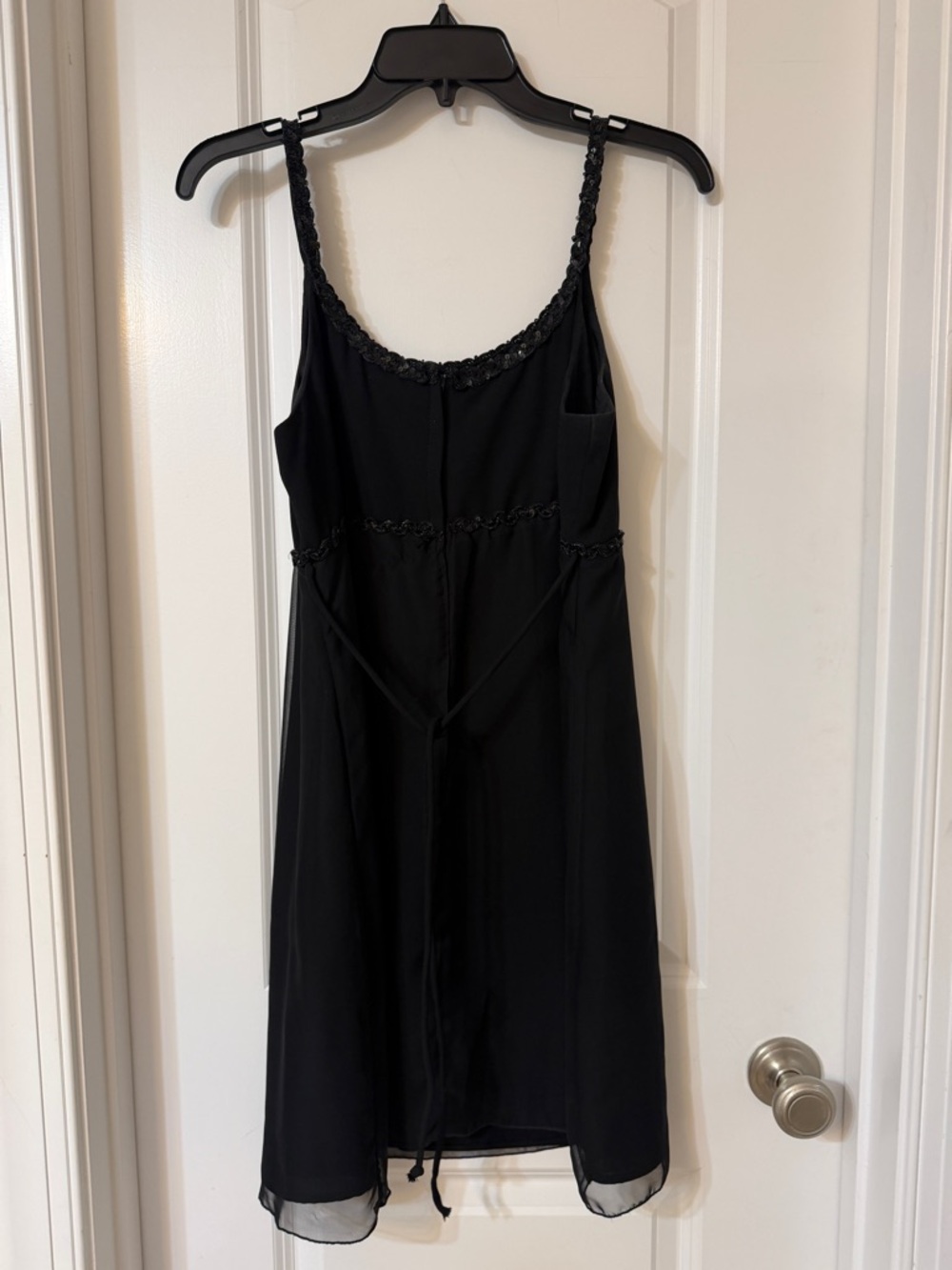 Black Spaghetti Strap Dress with Lace Trim